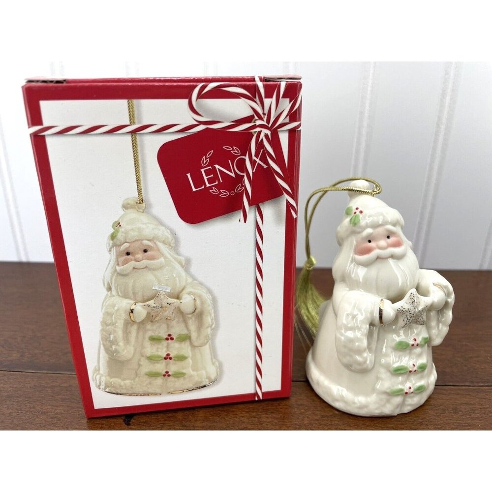 Lenox NEW Holiday Cheer Santa Porcelain Christmas Ornament Gold New in Box